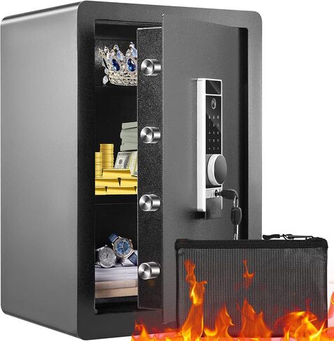 VEVOR Safe, 0.5 Cubic Feet Home Safe, Steel Security Safe with Digital Keypad and 2 Keys, Wall-Mounted Cabinet Safe Protect Cash, Gold, Jewelry, Documents for Home, Hotel, 13.8 x 9.8 x 9.8 inches in Saudi Arabia