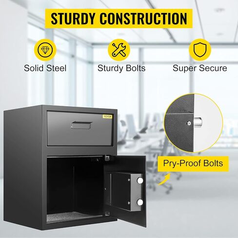 VEVOR Safe, 0.5 Cubic Feet Home Safe, Steel Security Safe with Digital Keypad and 2 Keys, Wall-Mounted Cabinet Safe Protect Cash, Gold, Jewelry, Documents for Home, Hotel, 13.8 x 9.8 x 9.8 inches in Saudi Arabia