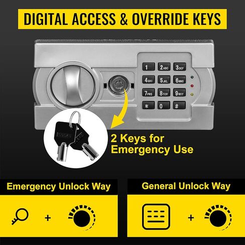 VEVOR Safe, 0.5 Cubic Feet Home Safe, Steel Security Safe with Digital Keypad and 2 Keys, Wall-Mounted Cabinet Safe Protect Cash, Gold, Jewelry, Documents for Home, Hotel, 13.8 x 9.8 x 9.8 inches in Saudi Arabia