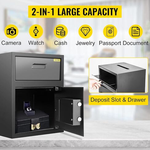 VEVOR Safe, 0.5 Cubic Feet Home Safe, Steel Security Safe with Digital Keypad and 2 Keys, Wall-Mounted Cabinet Safe Protect Cash, Gold, Jewelry, Documents for Home, Hotel, 13.8 x 9.8 x 9.8 inches in Saudi Arabia