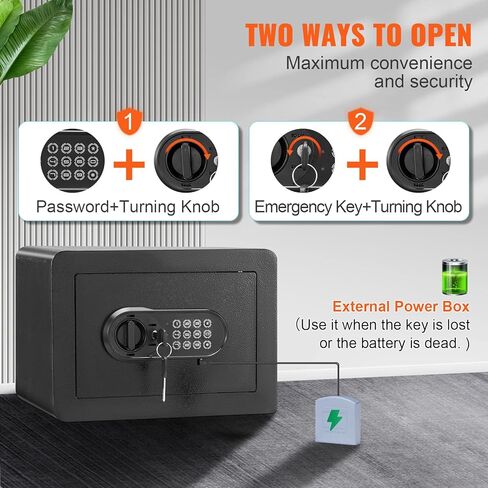 آمنة، 2.2 قدم مكعب، آمنة للمنزل، آمنة من الفولاذ مع بصمة الإصبع، لوحة مفاتيح رقمية و6 مفاتيح، خزانة آمنة مع حقيبة كبيرة مقاومة للحريق، تحمي النقود والذهب والمجوهرات والمستندات، 15.8 × 13 × 23.6 بوصة in Kuwait