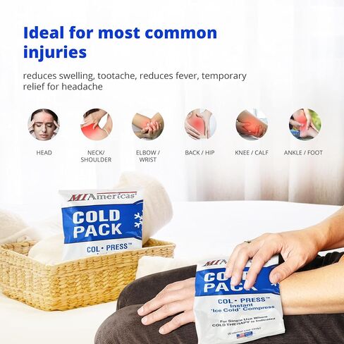 Instant Ice Cold Packs for Injuries (5" x 8.5") 6 Pack Disposable Ice Packs for Cold Therapy Pain Relief, Swelling, Inflammation, Sprains, and Toothache, Excellent Cold Packs for Athletes and Outdoor in Saudi Arabia
