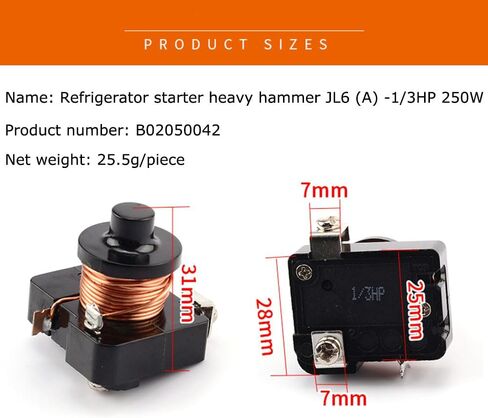 2PCS لفائف ضاغط التتابع كاتب التتابع الأسود الثقيلة كاتب المسمار نموذج 1 / 3HP 250W للثلاجة والفريزر وصيانة ضاغط تكييف الهواء والتجميع in Kuwait