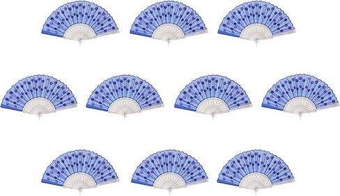 QIRMIZI 10 PACK Fabric Folding Handheld Fans, Perfect for Weddings, Parties, and Dancing,Deeppink in Kuwait