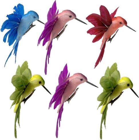 BANBERRY DESIGNS Hummingbird Clip-on Christmas Ornaments - Assorted Colors - Craft Birds Set of 6 Humming Birds - DIY Wreaths Centerpieces Home Décor 4.5" W in Saudi Arabia