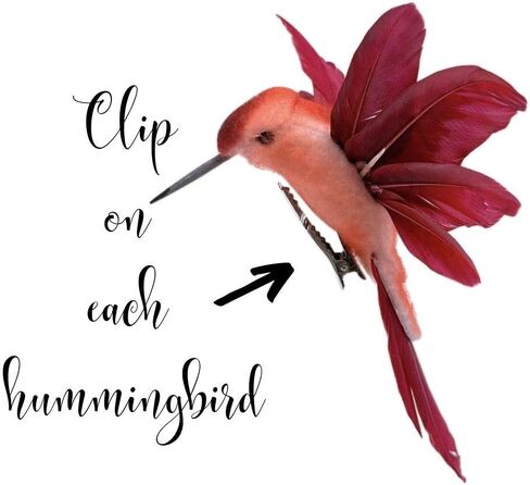 BANBERRY DESIGNS Hummingbird Clip-on Christmas Ornaments - Assorted Colors - Craft Birds Set of 6 Humming Birds - DIY Wreaths Centerpieces Home Décor 4.5" W in Saudi Arabia