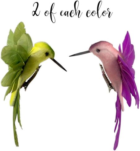 BANBERRY DESIGNS Hummingbird Clip-on Christmas Ornaments - Assorted Colors - Craft Birds Set of 6 Humming Birds - DIY Wreaths Centerpieces Home Décor 4.5" W in Saudi Arabia