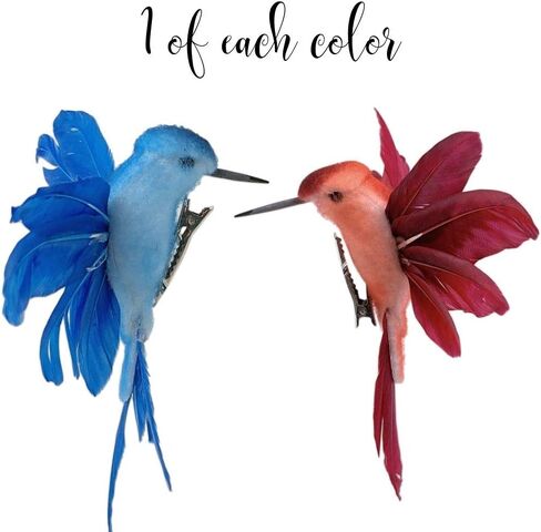 BANBERRY DESIGNS Hummingbird Clip-on Christmas Ornaments - Assorted Colors - Craft Birds Set of 6 Humming Birds - DIY Wreaths Centerpieces Home Décor 4.5" W in Saudi Arabia