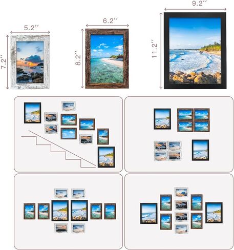 4X4 Picture Frame, Wall Hanging Picture Frames Collage with 3 Opening Frames Distressed White in Saudi Arabia