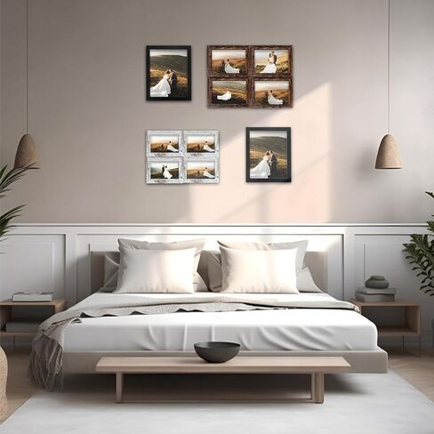 4X4 Picture Frame, Wall Hanging Picture Frames Collage with 3 Opening Frames Distressed White in Saudi Arabia