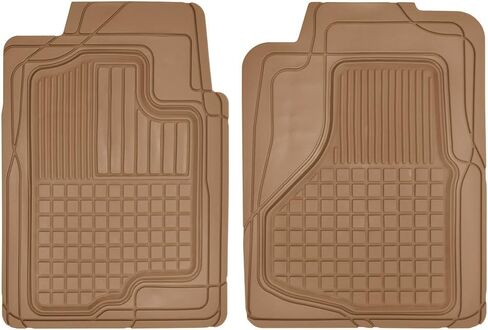 سجادات أرضية مطاطية شديدة التحمل من Motor Trend MT-150-BG 2 أمامية مناسبة لجميع الأحوال الجوية لشاحنات السيارات وسيارات الدفع الرباعي، بيج in Saudi Arabia