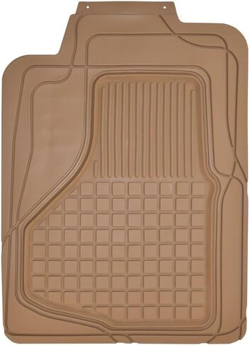 سجادات أرضية مطاطية شديدة التحمل من Motor Trend MT-150-BG 2 أمامية مناسبة لجميع الأحوال الجوية لشاحنات السيارات وسيارات الدفع الرباعي، بيج in Saudi Arabia