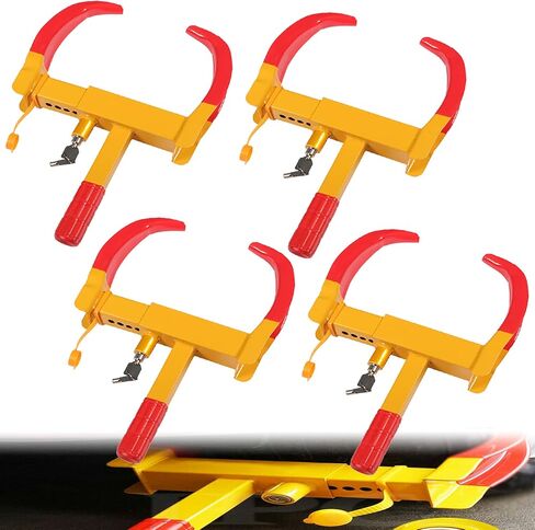 munirater 4 حزمة مكافحة سرقة قفل العجلة قابل للتعديل الإطارات المضادة للسرقة قفل مقطورة قفل عجلة المشبك الإطارات مخلب مقطورة سيارة شاحنة سحب ث / 4 مفاتيح in Kuwait