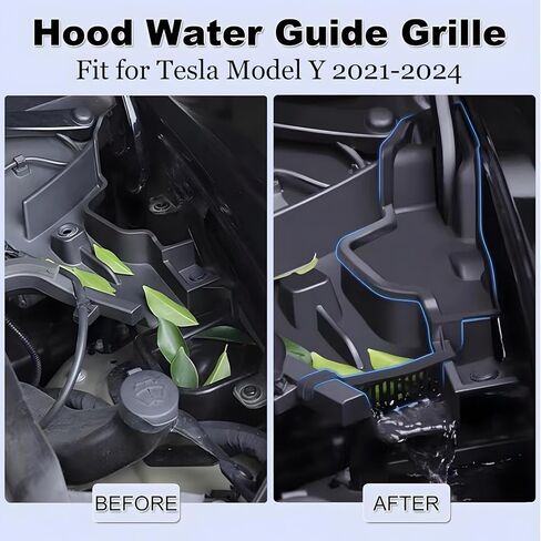 لصندوق حاجز الماء لغطاء محرك السيارة Tesla Model Y، قنوات شبكة توجيه المياه لصندوق السيارة الأمامي لملحقات Tesla Model Y 2024 2023 2022 2021، غطاء شبكي واقٍ متوافق مع الطراز Y (قطعتان/مجموعة) in Kuwait