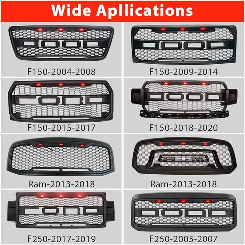 LED Grill Lights for F150 2004-2019 Raptor Aftermarket Grill Ram 1500 2013-2018 Front Grille Car Accessories Blue Lights in Kuwait
