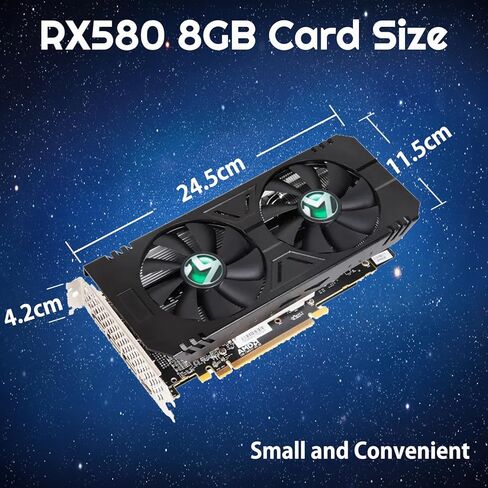 بطاقة رسومات maxsun AMD Radeon RX 580، بطاقة فيديو 2048SP GDDR5 256 بت لألعاب الكمبيوتر مع منفذ عرض HDMI DP DVI PCI Express 3.0 لوحة رسومات مزدوجة المروحة in Kuwait