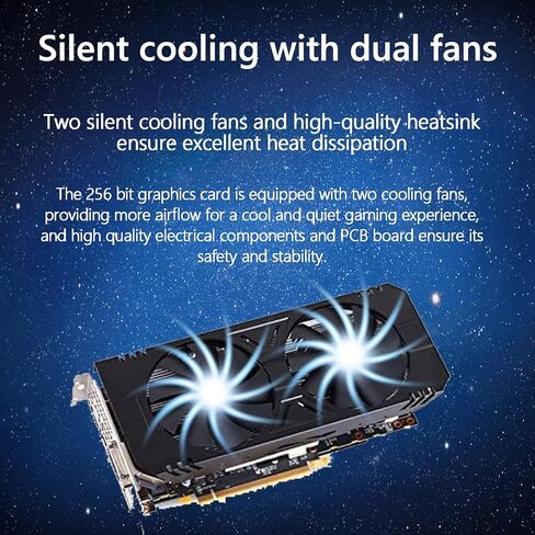 بطاقة رسومات maxsun AMD Radeon RX 580، بطاقة فيديو 2048SP GDDR5 256 بت لألعاب الكمبيوتر مع منفذ عرض HDMI DP DVI PCI Express 3.0 لوحة رسومات مزدوجة المروحة in Kuwait