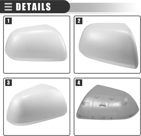 Motoforti Right Side Mirror Cover Cap, Rearview Mirror Cover Cap, for Toyota Highlander 2009-2014, ABS, Black in Kuwait