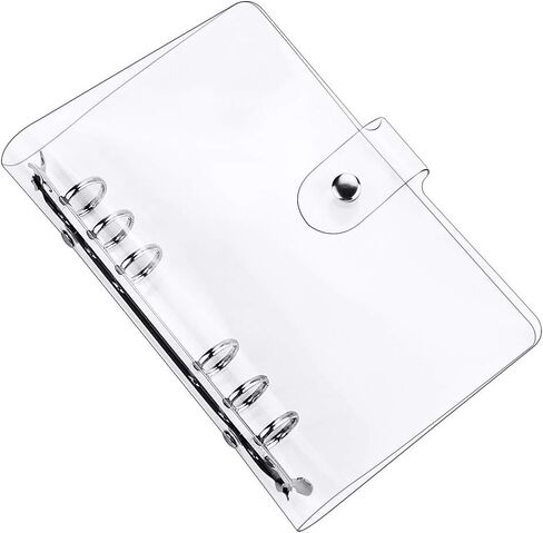 2 حزمة A6 شفافة لينة PVC 6 ثقوب غطاء دفتر الملاحظات، زر إغلاق المفاجئة إعادة الملء دفتر حلقة مستديرة الموثق غطاء حامي (الورق غير المدرجة) in Kuwait