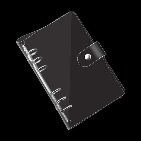 2 حزمة A6 شفافة لينة PVC 6 ثقوب غطاء دفتر الملاحظات، زر إغلاق المفاجئة إعادة الملء دفتر حلقة مستديرة الموثق غطاء حامي (الورق غير المدرجة) in Kuwait