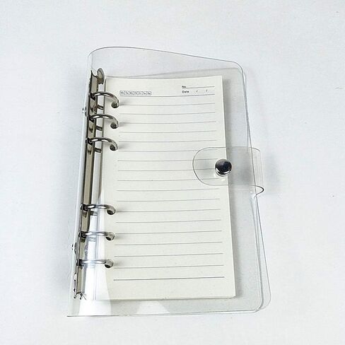 2 حزمة A6 شفافة لينة PVC 6 ثقوب غطاء دفتر الملاحظات، زر إغلاق المفاجئة إعادة الملء دفتر حلقة مستديرة الموثق غطاء حامي (الورق غير المدرجة) in Kuwait