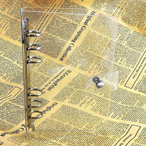 2 حزمة A6 شفافة لينة PVC 6 ثقوب غطاء دفتر الملاحظات، زر إغلاق المفاجئة إعادة الملء دفتر حلقة مستديرة الموثق غطاء حامي (الورق غير المدرجة) in Kuwait