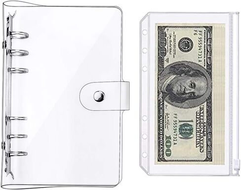 2 حزمة A6 شفافة لينة PVC 6 ثقوب غطاء دفتر الملاحظات، زر إغلاق المفاجئة إعادة الملء دفتر حلقة مستديرة الموثق غطاء حامي (الورق غير المدرجة) in Kuwait