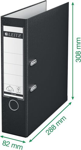 غلاف أوروبي من الكتان الفاخر ذو حلقتين مقاس 3 بوصات من Leitz مقاس A4، أسود (1010-BK) in Kuwait