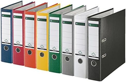 غلاف أوروبي من الكتان الفاخر ذو حلقتين مقاس 3 بوصات من Leitz مقاس A4، أسود (1010-BK) in Kuwait