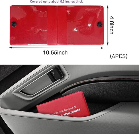 4 PCS Car Registration and Insurance Holder, Vehicle Glove Box Organizers with Closure for License Document, Auto Essential Paperwork Wallet Case Holder, Car Accessories (Black, Blue Flag) in Kuwait