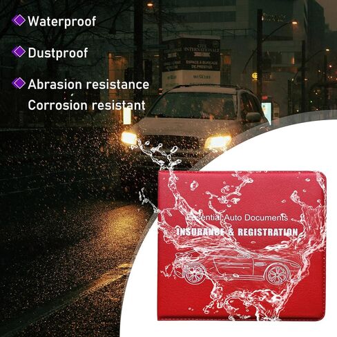 4 PCS Car Registration and Insurance Holder, Vehicle Glove Box Organizers with Closure for License Document, Auto Essential Paperwork Wallet Case Holder, Car Accessories (Black, Blue Flag) in Kuwait