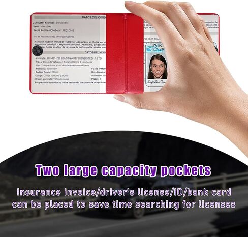 4 PCS Car Registration and Insurance Holder, Vehicle Glove Box Organizers with Closure for License Document, Auto Essential Paperwork Wallet Case Holder, Car Accessories (Black, Blue Flag) in Kuwait