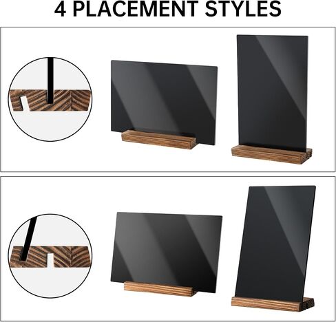 NiHome 3 Pack Desktop Acrylic Chalkboard Sign W/Wooden Base, T/L Shaped Table Top Chalkboards, Double-Sided Desktop Displays W/ 13 Liquid Chalk Markers & Eraser Cloth for Party, Restaurant (5.1"x8") in Saudi Arabia