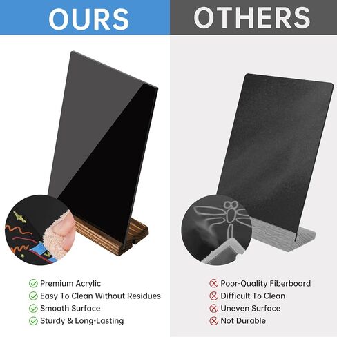 NiHome 3 Pack Desktop Acrylic Chalkboard Sign W/Wooden Base, T/L Shaped Table Top Chalkboards, Double-Sided Desktop Displays W/ 13 Liquid Chalk Markers & Eraser Cloth for Party, Restaurant (5.1"x8") in Saudi Arabia