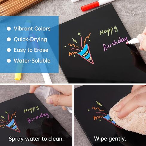 NiHome 3 Pack Desktop Acrylic Chalkboard Sign W/Wooden Base, T/L Shaped Table Top Chalkboards, Double-Sided Desktop Displays W/ 13 Liquid Chalk Markers & Eraser Cloth for Party, Restaurant (5.1"x8") in Saudi Arabia