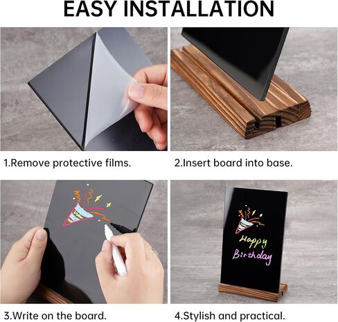 NiHome 3 Pack Desktop Acrylic Chalkboard Sign W/Wooden Base, T/L Shaped Table Top Chalkboards, Double-Sided Desktop Displays W/ 13 Liquid Chalk Markers & Eraser Cloth for Party, Restaurant (5.1"x8") in Saudi Arabia