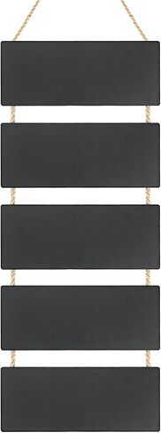 5 Pcs Hanging Chalkboard Sign, Rustic Wooden Rectangle Erasable Message Board Chalkboard Hanging Signs with Hanging Rope for School Classrooms Offices Kitchen Pantry Party Bar Wall Decor in Saudi Arabia