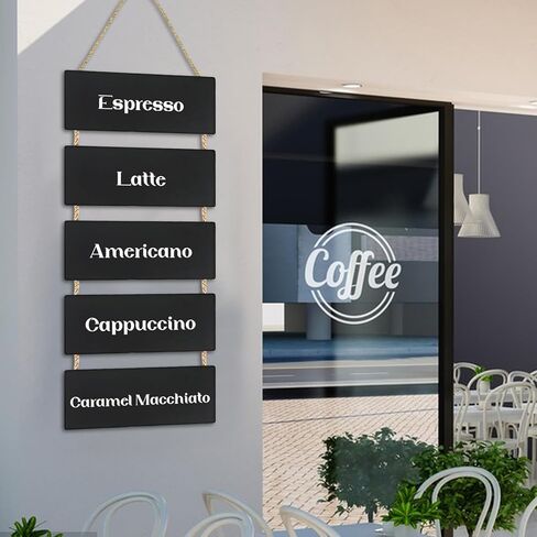 5 Pcs Hanging Chalkboard Sign, Rustic Wooden Rectangle Erasable Message Board Chalkboard Hanging Signs with Hanging Rope for School Classrooms Offices Kitchen Pantry Party Bar Wall Decor in Saudi Arabia