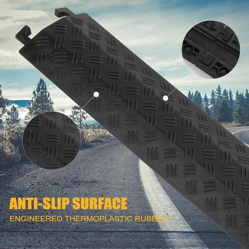 Floor Cord Cover Cable Protector, Ramp Rubber Floor Cord Concealer 1 Channel Heavy Duty Cable Protector for Indoor and Outdoor (Samll-2 Piece, Black) in Kuwait