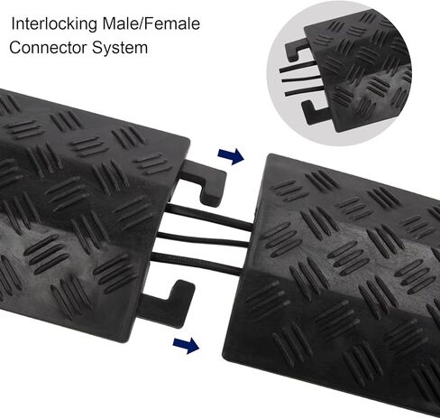 Floor Cord Cover Cable Protector, Ramp Rubber Floor Cord Concealer 1 Channel Heavy Duty Cable Protector for Indoor and Outdoor (Samll-2 Piece, Black) in Kuwait