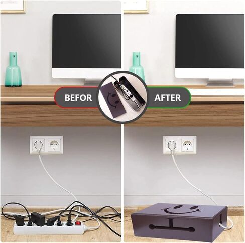 Ultimate Cable Management Box - Wood Lid, Desk & TV Organizer, Concealer for Cords, Surge Protectors, Chargers - Home/Office Solution! in Kuwait