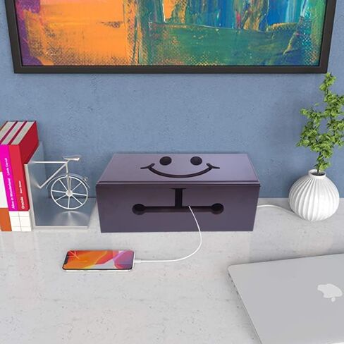 Ultimate Cable Management Box - Wood Lid, Desk & TV Organizer, Concealer for Cords, Surge Protectors, Chargers - Home/Office Solution! in Kuwait