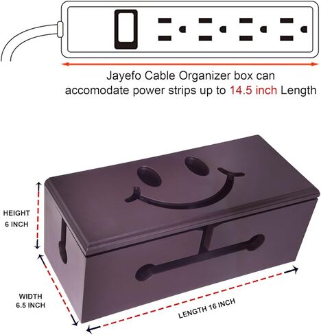 Ultimate Cable Management Box - Wood Lid, Desk & TV Organizer, Concealer for Cords, Surge Protectors, Chargers - Home/Office Solution! in Kuwait
