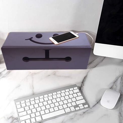 Ultimate Cable Management Box - Wood Lid, Desk & TV Organizer, Concealer for Cords, Surge Protectors, Chargers - Home/Office Solution! in Kuwait