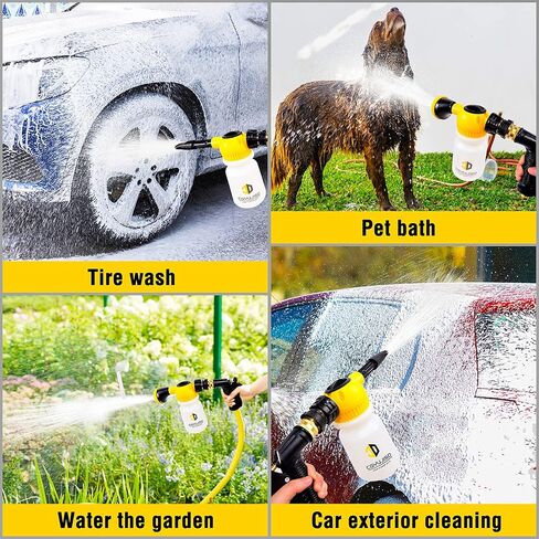 طقم غسيل السيارة مع بخاخ مسدس رغوي لغسيل السيارات، مجموعة فرشاة الحفر، طقم فرشاة تفصيل السيارة، وسادات تلميع إسفنجية، مدفع رغوي لتنظيف السيارة واستخدام الحديقة، يتصل بسرعة بمعظم خراطيم الحديقة in Kuwait