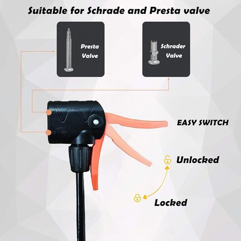 Inchant Bicycle Hand Pump Portable Bike Floor Pump Fits Presta and Schrader Valves Types Air Pump with Ball Needles and Balloons Nozzle in Saudi Arabia