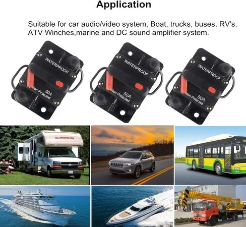 قاطع دائرة 60 أمبير إعادة ضبط يدوي 30-250 أمبير لسيارة شاحنة Rv ATV محركات التصيد البحرية ومركبات القوارب، 12 فولت - 48 فولت تيار مستمر (60 أمبير) in Kuwait