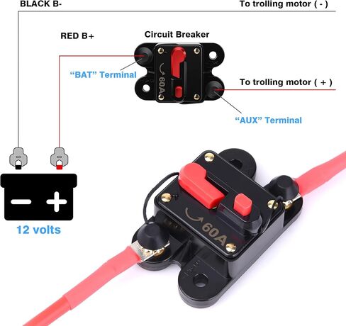 MICTUNING 60 Amp Circuit Breaker with Manual Reset 12-32V DC for Car Audio RV Marine Boat Truck Trolling Motors Manual Power Protect for Audio System Fuse, Waterproof in Saudi Arabia