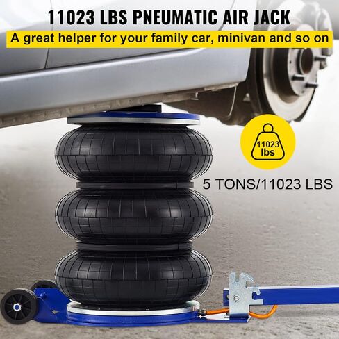 VEVOR Air Jack, 3 Ton/6600 lbs Triple Bag Air Jack, Air Bag Jack Lift Up to 15.75 Inch, 3-5S Fast Lifting Air Bag Jack for Cars with Adjustable Long Handle (Blue) in Saudi Arabia