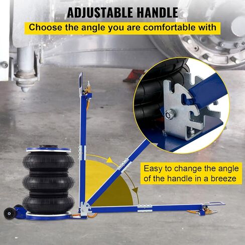 VEVOR Air Jack, 3 Ton/6600 lbs Triple Bag Air Jack, Air Bag Jack Lift Up to 15.75 Inch, 3-5S Fast Lifting Air Bag Jack for Cars with Adjustable Long Handle (Blue) in Saudi Arabia